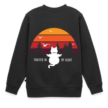 Rétro chat mort tristesse emotional cadeau ange - Sweat Premium enfant bio - noir - Dos - AI Model Kid Female (0cm)