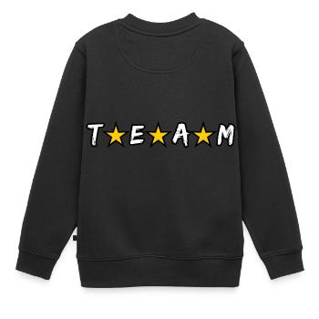 Team, #team - Kinder Premium Organic Sweatshirt - Schwarz - Hinten - AI Model Kid Female (0cm)
