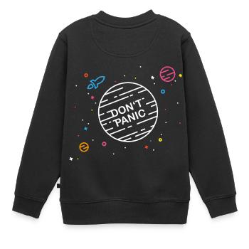 Don't Panic - Kinder Premium Organic Sweatshirt - Schwarz - Hinten - AI Model Kid Female (0cm)