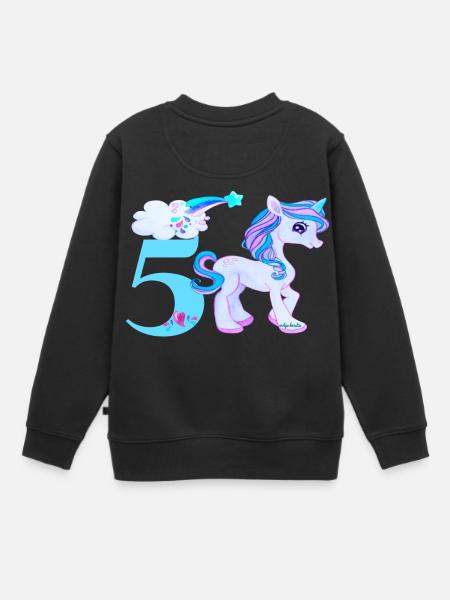 Birthday number 5 unicorn rainbow star - Kids Premium Organic Sweatshirt - black