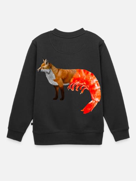 Mélange renard-crevette - Sweat Premium enfant bio - noir