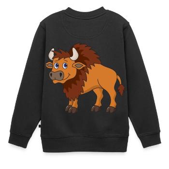 Bison Büffel - Kinder Premium Organic Sweatshirt - Schwarz - Hinten - AI Model Kid Female (0cm)
