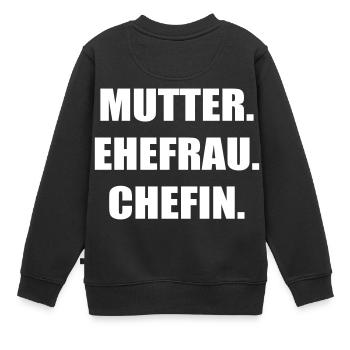 Mutter - Kinder Premium Organic Sweatshirt - Schwarz - Hinten - AI Model Kid Female (0cm)