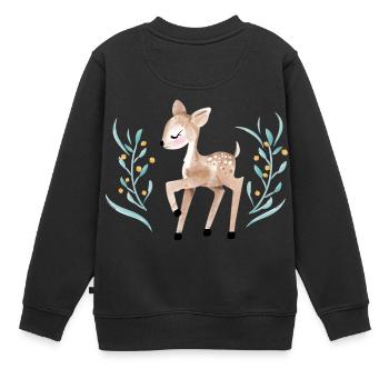 Petit cerf - Sweat Premium enfant bio - noir - Dos - AI Model Kid Female (0cm)