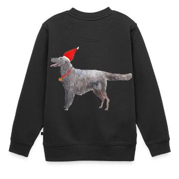 Retriever à poil plat Noël - Sweat Premium enfant bio - noir - Dos - AI Model Kid Female (0cm)
