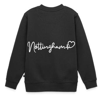 Nottingham Herzschlag Stadt England - Kinder Premium Organic Sweatshirt - Schwarz - Hinten - AI Model Kid Female (0cm)