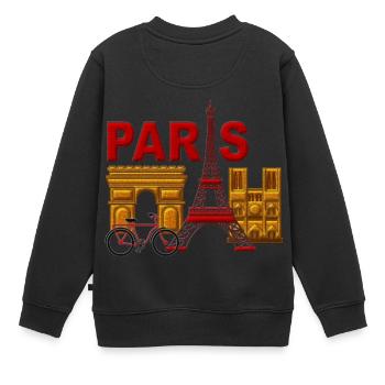 Ich erinnere mich, Paris Frankreich - Kinder Premium Organic Sweatshirt - Schwarz - Hinten - AI Model Kid Female (0cm)