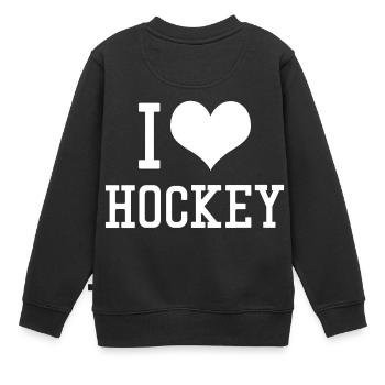 I Love Hockey - Kinder Premium Organic Sweatshirt - Schwarz - Hinten - AI Model Kid Female (0cm)