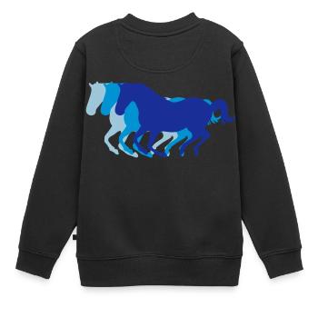 Trois chevaux au galop - Sweat Premium enfant bio - noir - Dos - AI Model Kid Female (0cm)