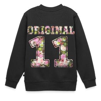 11 d'origine - Sweat Premium enfant bio - noir - Dos - AI Model Kid Female (0cm)