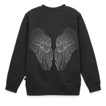 Herzförmige silberne Schutzengel-Flügel - Kinder Premium Organic Sweatshirt - Schwarz - Hinten - AI Model Kid Female (0cm)