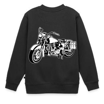 Chopper Motorrad 10_schwarz weiß - Kinder Premium Organic Sweatshirt - Schwarz - Hinten - AI Model Kid Female (0cm)