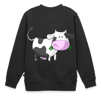 Naschende Comic Kuh - Kinder Premium Organic Sweatshirt - Schwarz - Hinten - AI Model Kid Female (0cm)