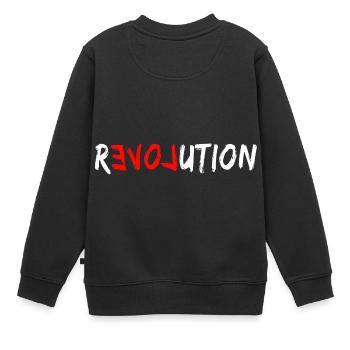 Love Revolution - Kinder Premium Organic Sweatshirt - Schwarz - Hinten - AI Model Kid Female (0cm)