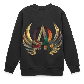 ALPHA & OMEGA ornament - Kinder Premium Organic Sweatshirt - Schwarz - Hinten - AI Model Kid Female (0cm)