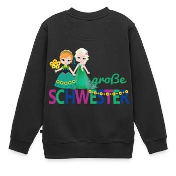 große Schwester Mädchen Blumenstrauß - Kinder Premium Organic Sweatshirt - Schwarz - Hinten - AI Model Kid Female (0cm)