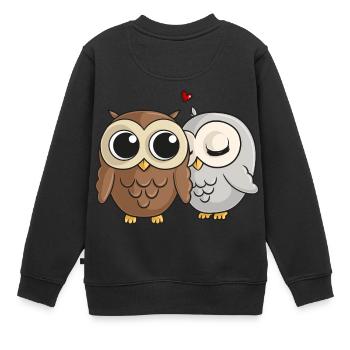 Verliebte Comic Eulen - Kinder Premium Organic Sweatshirt - Schwarz - Hinten - AI Model Kid Female (0cm)