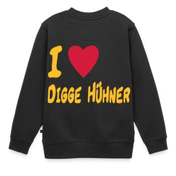 i love digge huehner - Kinder Premium Organic Sweatshirt - Schwarz - Hinten - AI Model Kid Female (0cm)
