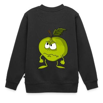Grimmiges grünes Apfelgesicht - Kinder Premium Organic Sweatshirt - Schwarz - Hinten - AI Model Kid Female (0cm)