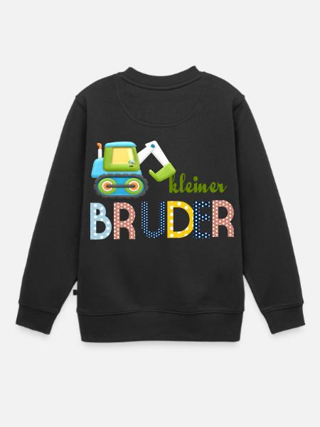 kleiner Bruder Traktor - Kinder Premium Organic Sweatshirt - Schwarz