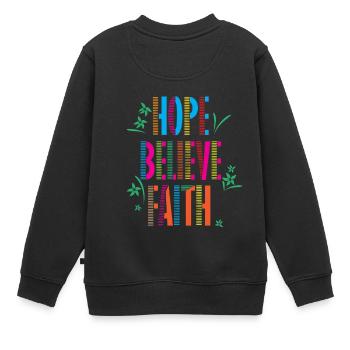 Hoffen Vertrauen Glauben Motivation Muster - Kinder Premium Organic Sweatshirt - Schwarz - Hinten - AI Model Kid Female (0cm)