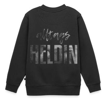 Alltags Heldin - Kinder Premium Organic Sweatshirt - Schwarz - Hinten - AI Model Kid Female (0cm)