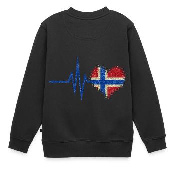 Mon cœur bat pour la Norvège - Coeur Glitter - Sweat Premium enfant bio - noir - Dos - AI Model Kid Female (0cm)