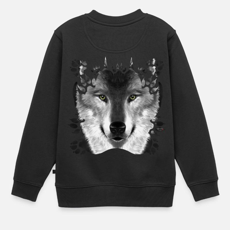 Wolf - Kinder Premium Organic Sweatshirt - Schwarz