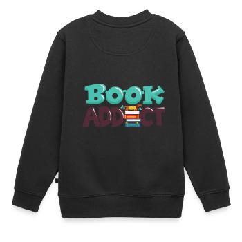 Book Addict - Kinder Premium Organic Sweatshirt - Schwarz - Hinten - AI Model Kid Female (0cm)
