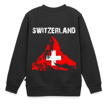 Nation-Design Switzerland Matterhorn 85ni - Kinder Premium Organic Sweatshirt - Schwarz - Hinten - AI Model Kid Female (0cm)
