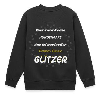 Podenco Canario Glitzer wA9W - Kinder Premium Organic Sweatshirt - Schwarz - Hinten - AI Model Kid Female (0cm)