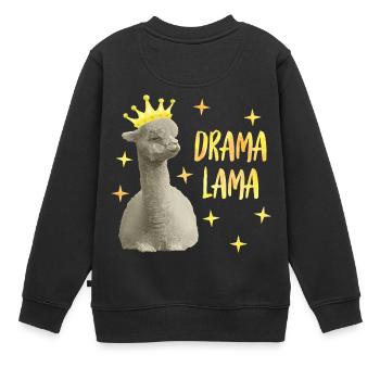 Drama Lama gelb - Kinder Premium Organic Sweatshirt - Schwarz - Hinten - AI Model Kid Female (0cm)