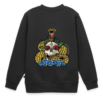 "Tout ce que Writhes et les fleurs" - Sweat Premium enfant bio - noir - Dos - AI Model Kid Female (0cm)