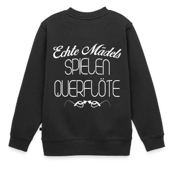 QUERFLÖTE ECHTE MAeDELS - Kinder Premium Organic Sweatshirt - Schwarz - Hinten - AI Model Kid Female (0cm)
