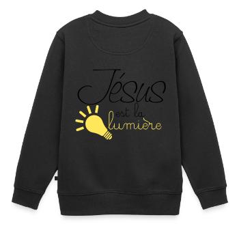 Jésus la lumière - Sweat Premium enfant bio - noir - Dos - AI Model Kid Female (0cm)