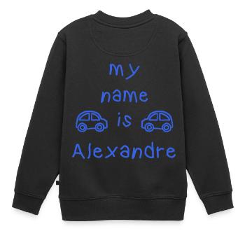 MEIN NAME IST ALEXANDER - Kinder Premium Organic Sweatshirt - Schwarz - Hinten - AI Model Kid Female (0cm)