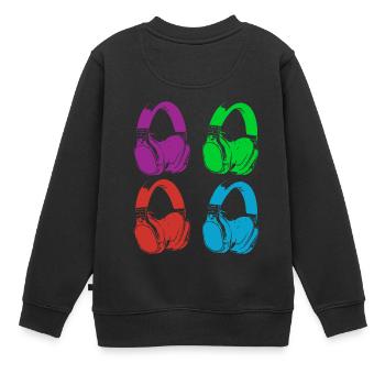 Headphone - Kids Premium Organic Sweatshirt - black - Back - AI Model Kid Female (0cm)