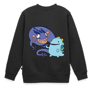 derpy Dragons - Kinder Premium Organic Sweatshirt - Schwarz - Hinten - AI Model Kid Female (0cm)