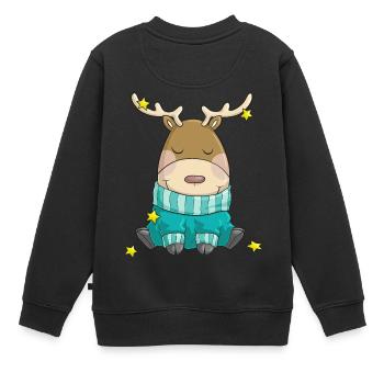 Putziges Weihnachts Rentier Comic - Kinder Premium Organic Sweatshirt - Schwarz - Hinten - AI Model Kid Female (0cm)