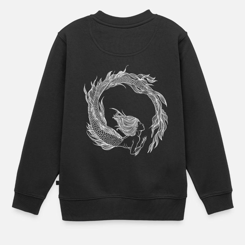 Sirène blanc - Sweat Premium enfant bio - noir