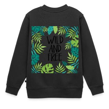 Sauvage et gratuit - Sweat Premium enfant bio - noir - Dos - AI Model Kid Female (0cm)