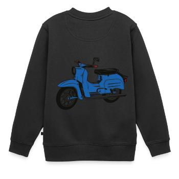 Simson Schwalbe blau - Kinder Premium Organic Sweatshirt - Schwarz - Hinten - AI Model Kid Female (0cm)