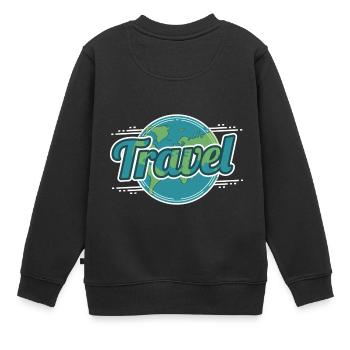Monde Voyage Voyage Terre Wanderlust voyage autour du monde vacances - Sweat Premium enfant bio - noir - Dos - AI Model Kid Female (0cm)