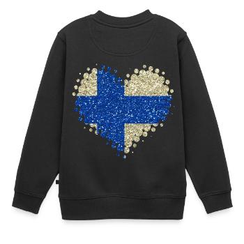 Ich Liebe Finnland Herz Landesfarben Heimatland - Kinder Premium Organic Sweatshirt - Schwarz - Hinten - AI Model Kid Female (0cm)