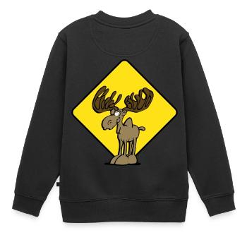 Vorsicht Elch Moose - Kinder Premium Organic Sweatshirt - Schwarz - Hinten - AI Model Kid Female (0cm)