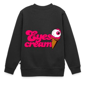 Yeux Crème cornet de crème glacée avec globe oculaire Halloween - Sweat Premium enfant bio - noir - Dos - AI Model Kid Female (0cm)
