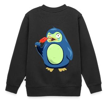 Frozen Pinguin isst Eis - Kinder Premium Organic Sweatshirt - Schwarz - Hinten - AI Model Kid Female (0cm)