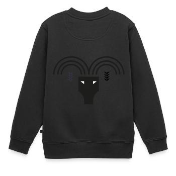 Sternzeichen Widder - Kinder Premium Organic Sweatshirt - Schwarz - Hinten - AI Model Kid Female (0cm)