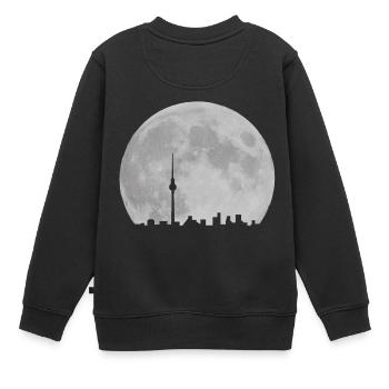 Berlin Skyline vor Mond Fernsehturm Alexanderplatz - Kinder Premium Organic Sweatshirt - Schwarz - Hinten - AI Model Kid Female (0cm)