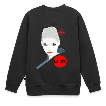 Japan Japanerin zornig Ninja Kämpferin Asiatin - Kinder Premium Organic Sweatshirt - Schwarz - Hinten - AI Model Kid Female (0cm)